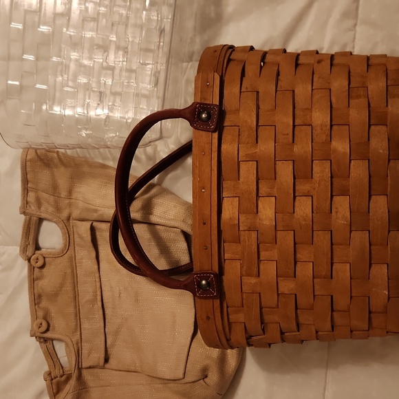 Longaberger Woven Basket Handbag with Tan and Brown Accents - Picture 5 of 5
